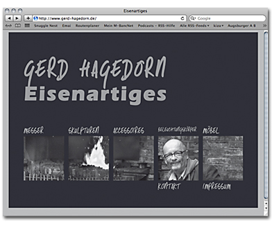 Entwurf der Homepage für den Künstler Gerd Hagedorn